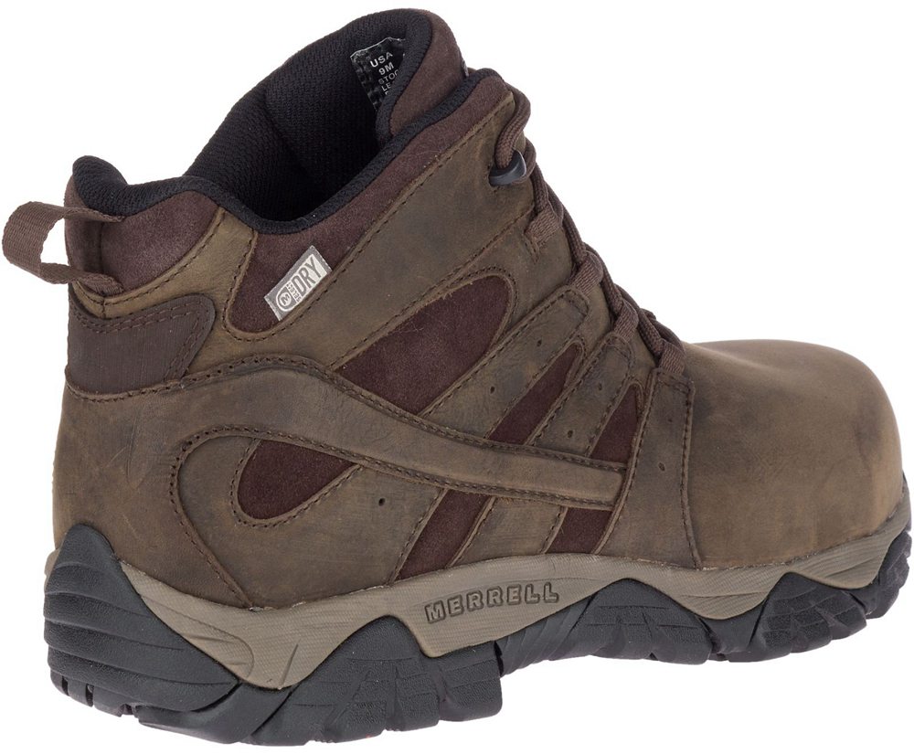 Kozaki Merrell Męskie Brązowe - Moab Vertex Mid Skórzane Waterproof Comp Toe - 803159-SDM